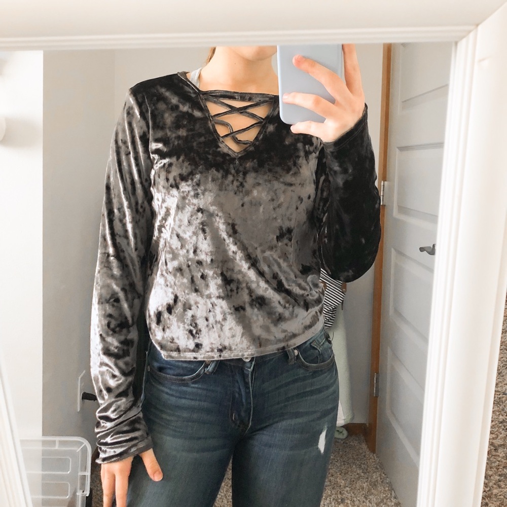 Gray velvet long sleeve